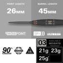 Target SCOPE 90% Tungsten swiss Point Steel Tip Darts - Model 03 - 23g