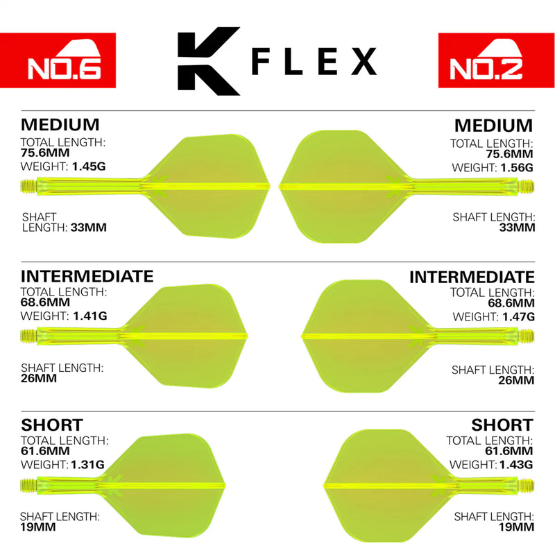 Target K-Flex Moulded Flight & Stem System - NEON YELLOW - Standard No.2