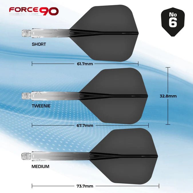 Mission Force 90 Moulded Flight & Stem System - Standard No.6 - Black Gradient Transparent