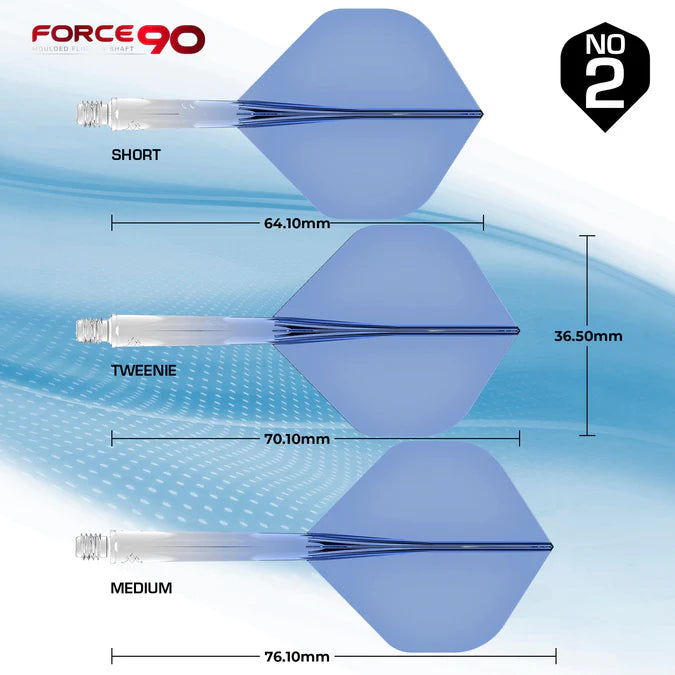 Mission Force 90 Moulded Flight & Stem System - Standard No.2 - Blue Gradient Transparent