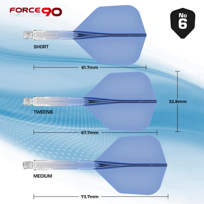 Mission Force 90 Moulded Flight & Stem System - Standard No.6 - Blue Gradient Transparent