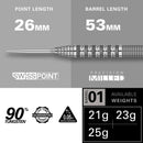 Target BOLIDE 01 Swiss Tungsten Steel Tip Darts - 25 Gram