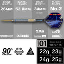 Target Josh Rock G1 90% Tungsten Swiss Point Darts Set - 24 Gram