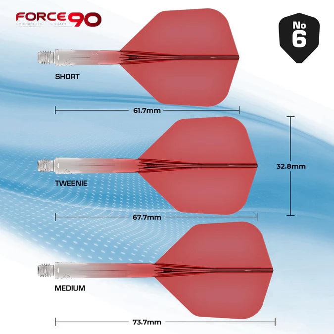 Mission Force 90 Moulded Flight & Stem System - Standard No.6 - Red Transparent