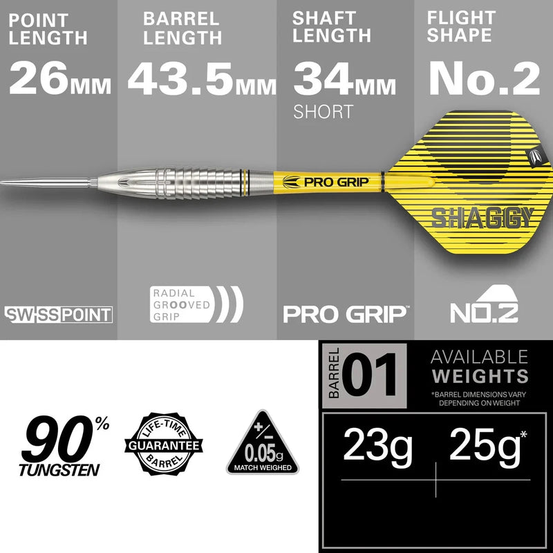Target Scott Williams Gen1 90% Tungsten swiss Point Steel Tip Darts - 23g