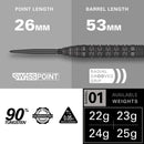 Target BOLIDE VOID 01 Swiss Tungsten Steel Tip Darts - 23 Gram