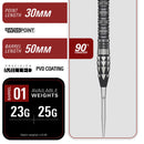 Target Japan Mitsumasa Hoshino Pyro G12 SP 90% Tungsten Steel Tip Darts - 25 Gram