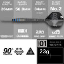 Target Jeffrey De Graaf G1 90% Tungsten SP Steel Tip Darts by Target - 23 Gram