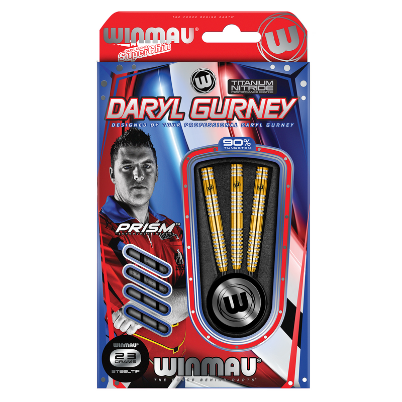 Winmau Daryl Gurney 90% Tungsten Gold Steel Tip Darts - 23 Gram