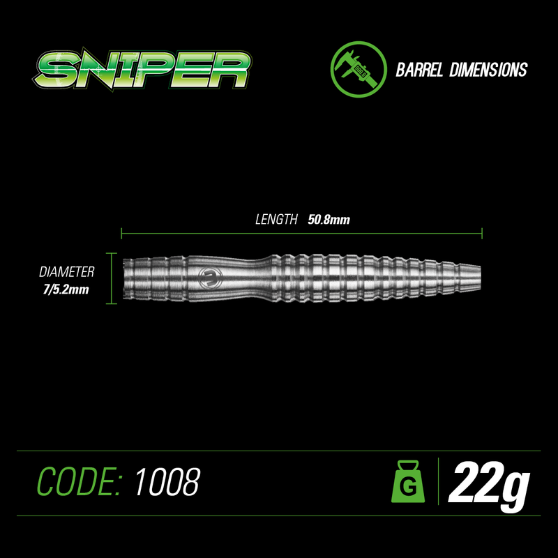 Winmau Sniper 90% Tungsten Steel Tip Darts - 22 Gram