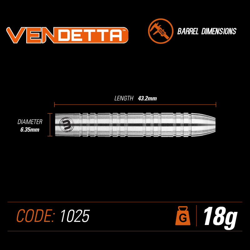 Winmau Vendetta 80% Tungsten Steel Tip Darts - 18 Gram