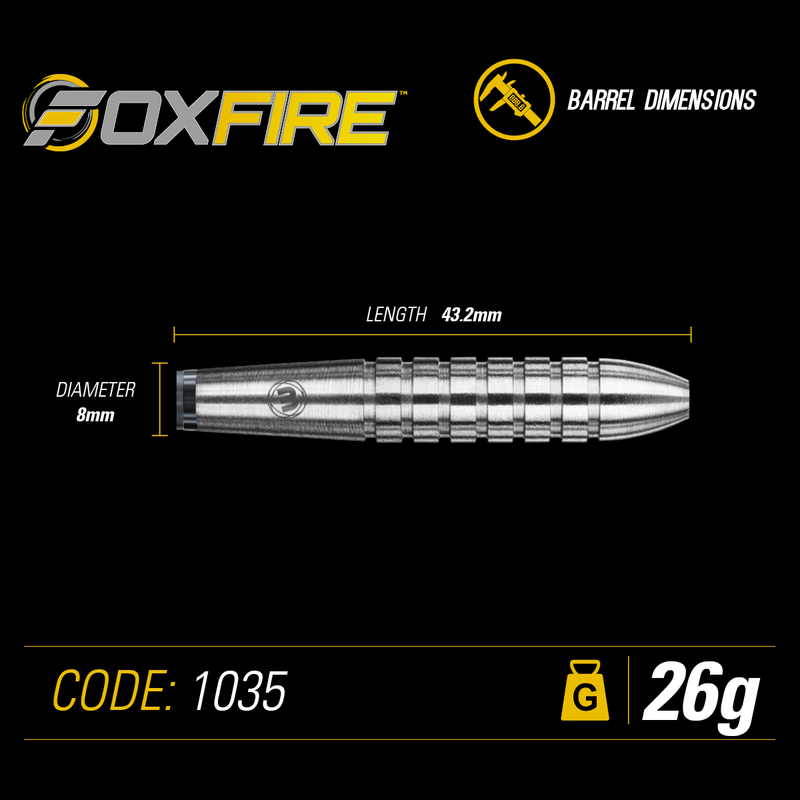 Winmau Foxfire 80% Tungsten Steel Tip Darts - 26 Gram