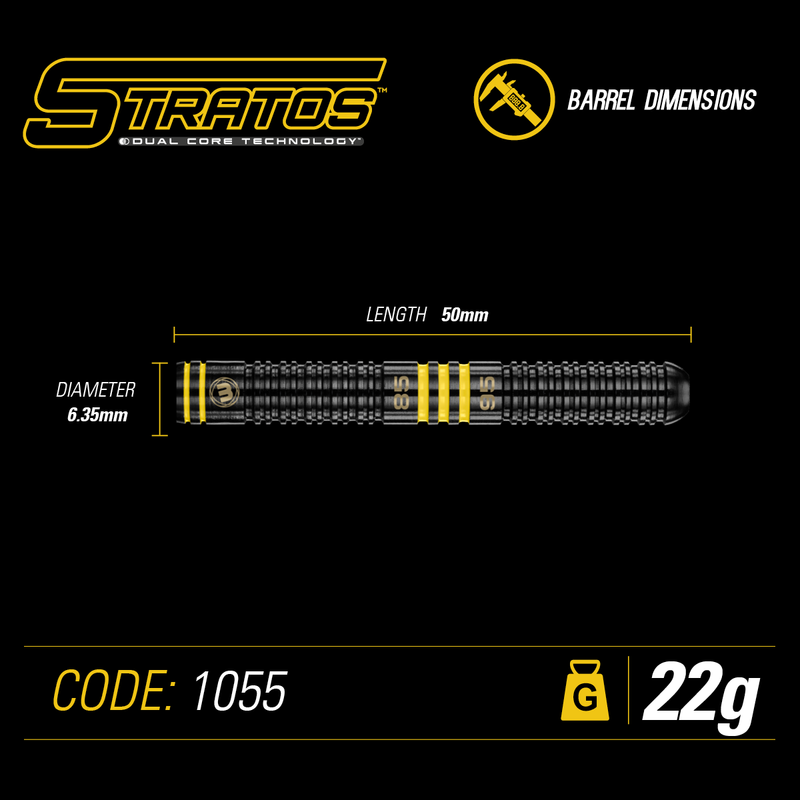 Winmau Stratos 95% Tungsten Steel Tip Darts - 22 Gram