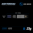 Winmau Andy Fordham 90% Black Tungsten Steel Tip Darts - 23 Gram