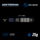 Winmau Andy Fordham 90% Black Tungsten Steel Tip Darts - 25 Gram