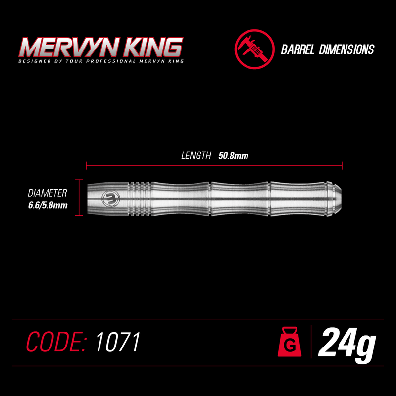 Winmau Mervyn King 90% Tungsten Steel Tip Darts - 24 Gram