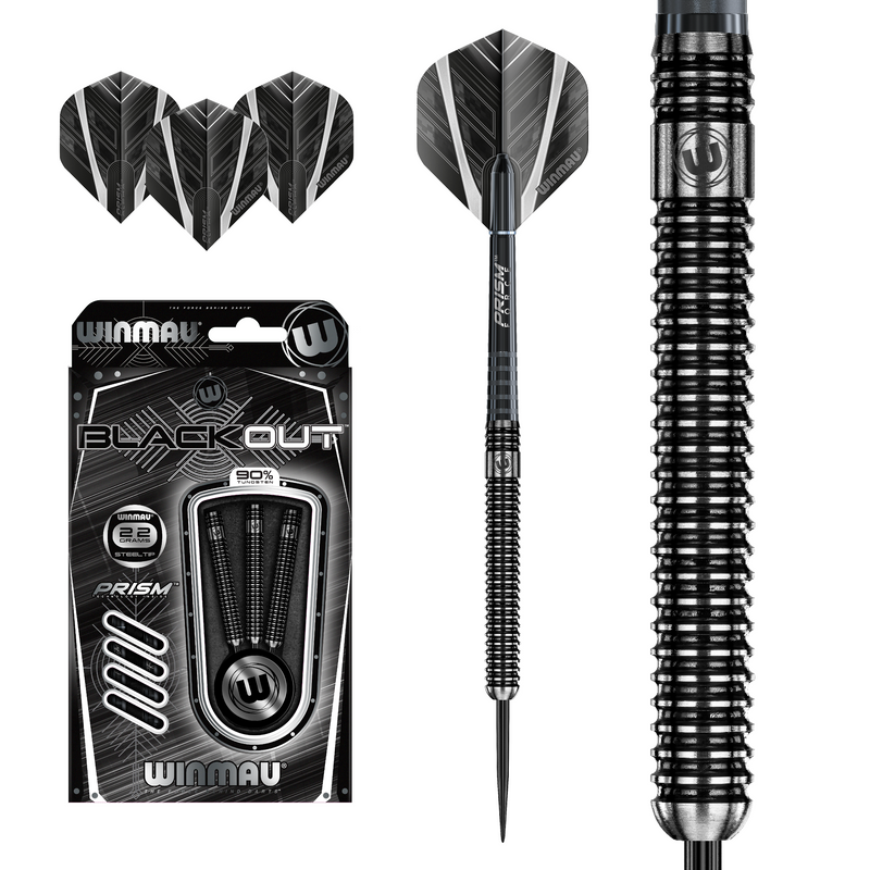 Winmau Blackout 90% Tungsten Steel Tip Darts 22 Gram