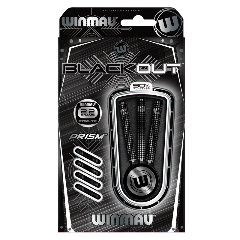 Winmau Blackout 90% Tungsten Steel Tip Darts - 22 Gram