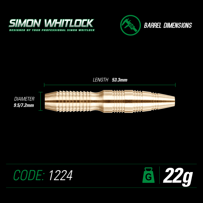 Winmau Simon Whitlock Brass Steel Tip Darts - 22 Gram