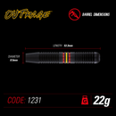 Winmau Outrage Black Brass Steel Tip Darts - 22 Gram
