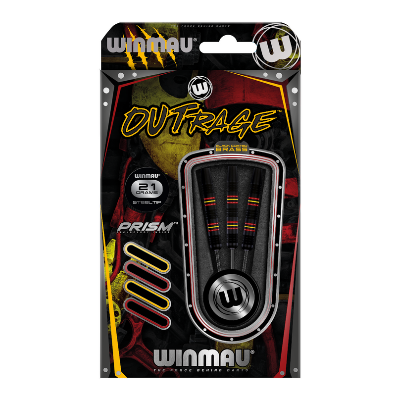 Winmau Outrage Black Brass Steel Tip Darts - 21 Gram