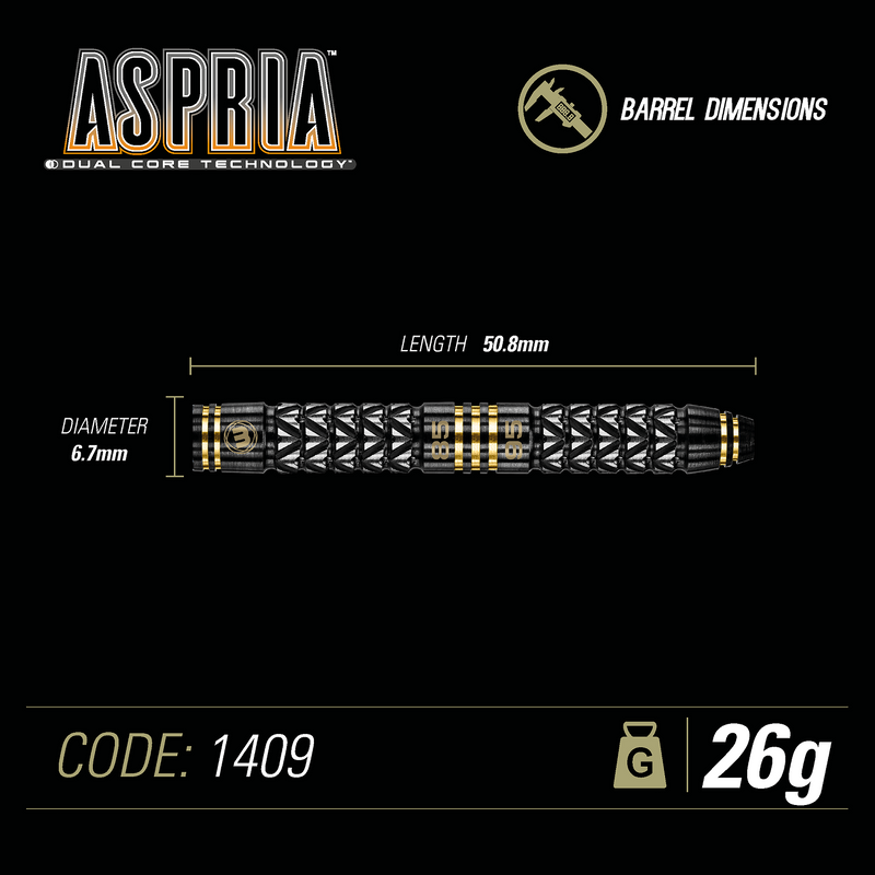 Winmau Aspria 95% Dual Density Tungsten Steel Tip Darts - 26 Gram