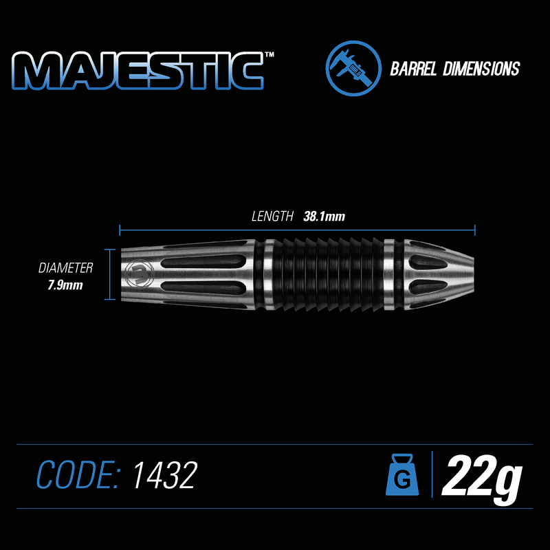 Winmau Majestic 90% Tungsten Steel Tip Darts - 22 Gram