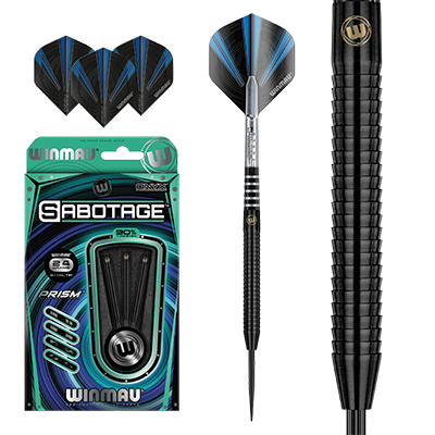Winmau Sabotage 90% Tungsten Black Steel Tip Darts 24 Gram