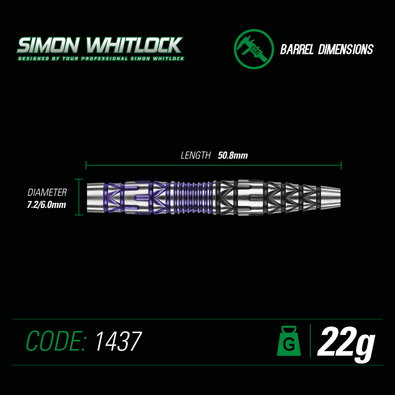 Winmau Simon Whitlock 90% Tungsten Special Edition Steel Tip Darts - 22 Gram