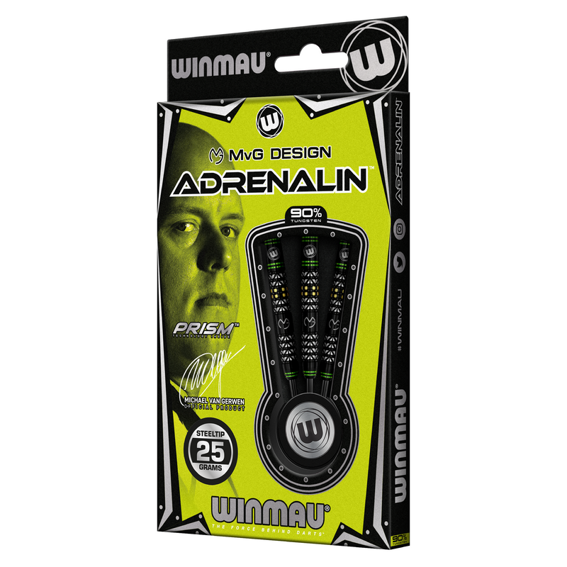 Winmau MVG Michael Van Gerwen Adrenalin 90% Tungsten Steel Tip Darts - 25 Gram