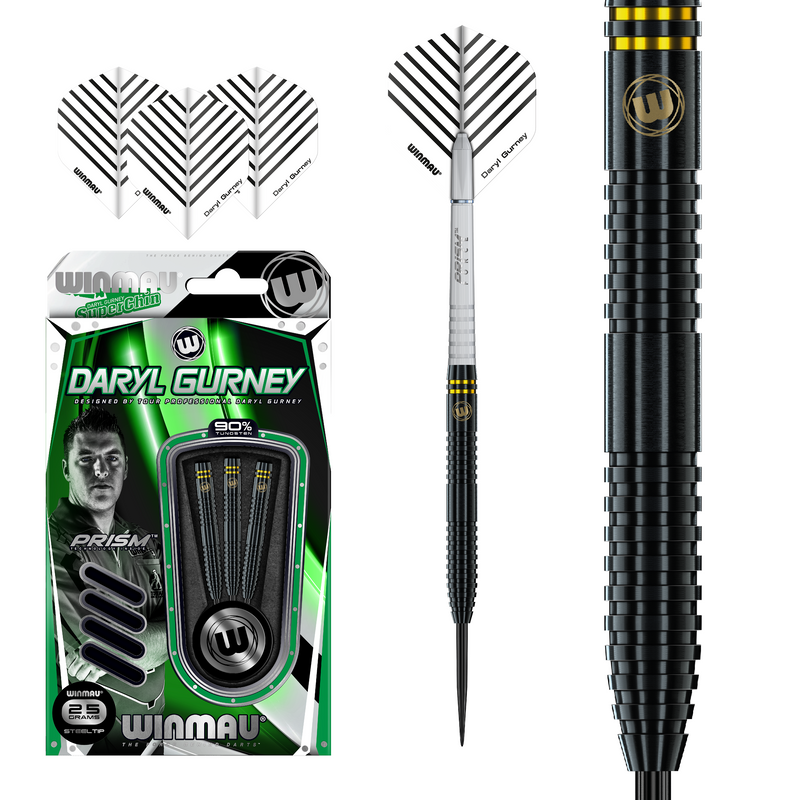 Winmau Daryl Gurney SE Black 90% Tungsten Steel Tip Darts 25 Gram