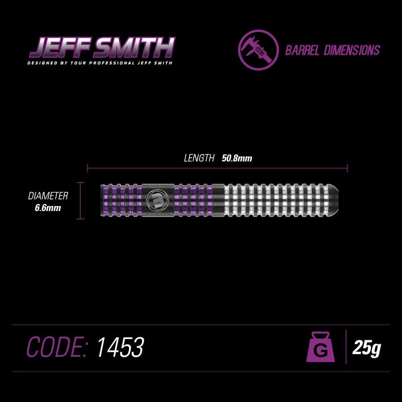 Winmau Jeff Smith 90% Tungsten Steel Tip Darts - 25 Gram