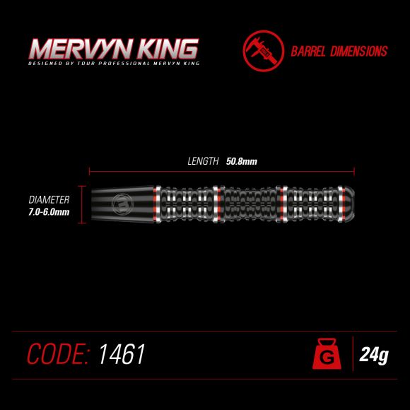 Winmau Mervyn King 90% Tungsten Special Edition Steel Tip Darts - 24 Gram