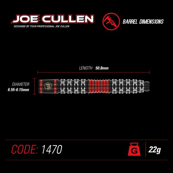Winmau Joe Cullen Special Edition 90% Tungsten Steel Tip Darts - 22 Gram