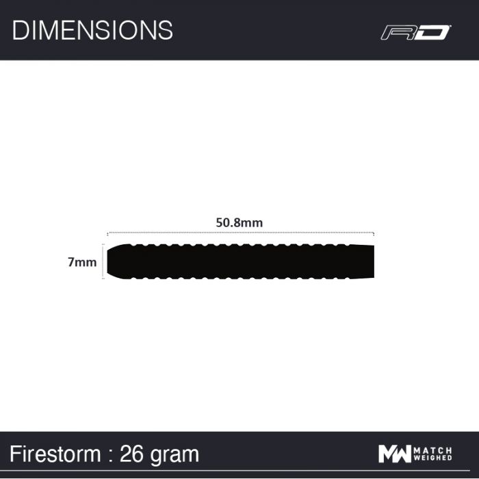 Winmau Firestorm 90% Tungsten Steel Tip Darts - 26 Gram
