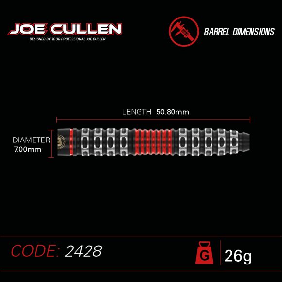 Winmau Joe Cullen Special Edition 90% Tungsten Steel Tip Darts - 26 Gram