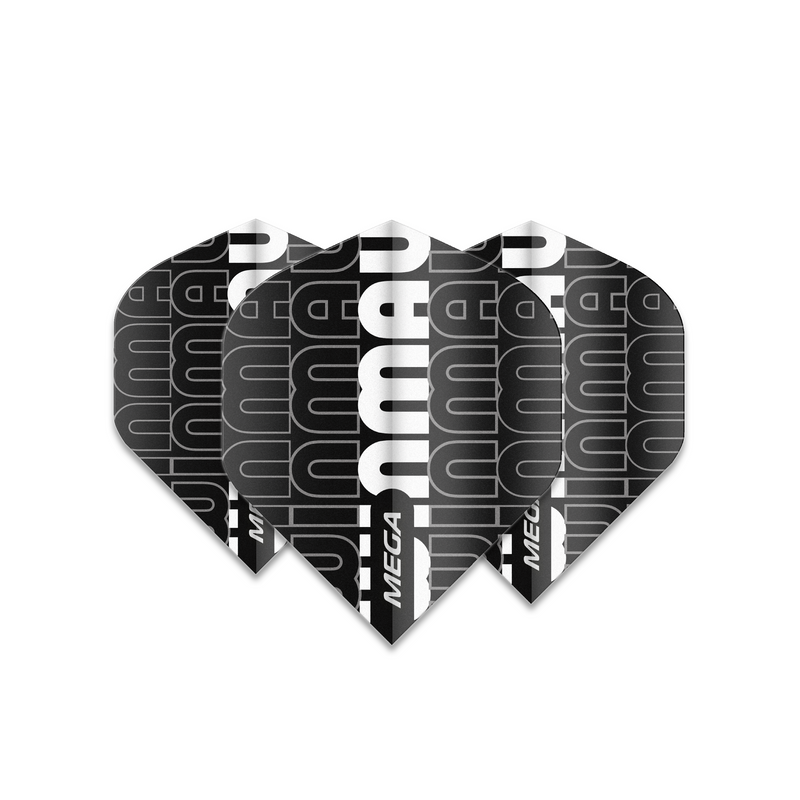 Winmau Mega Standard 75 Micron Dart Flights Black Grey