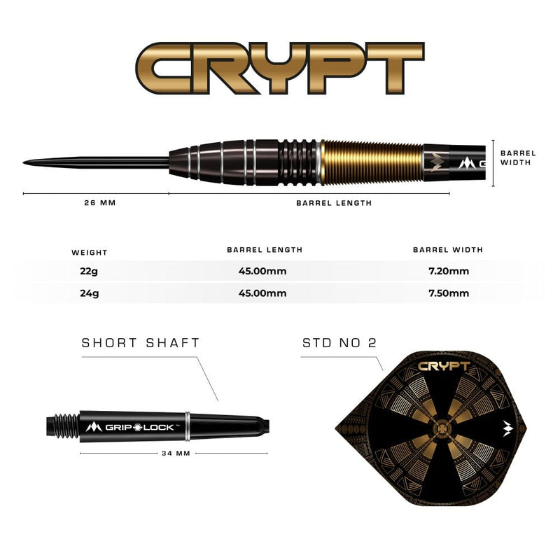 Mission Crypt 90% Tungsten Steel Tip Darts - Style 1 - 24 Gram