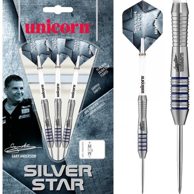 Unicorn Gary Anderson Silver Star Tungsten Darts 23 Gram 