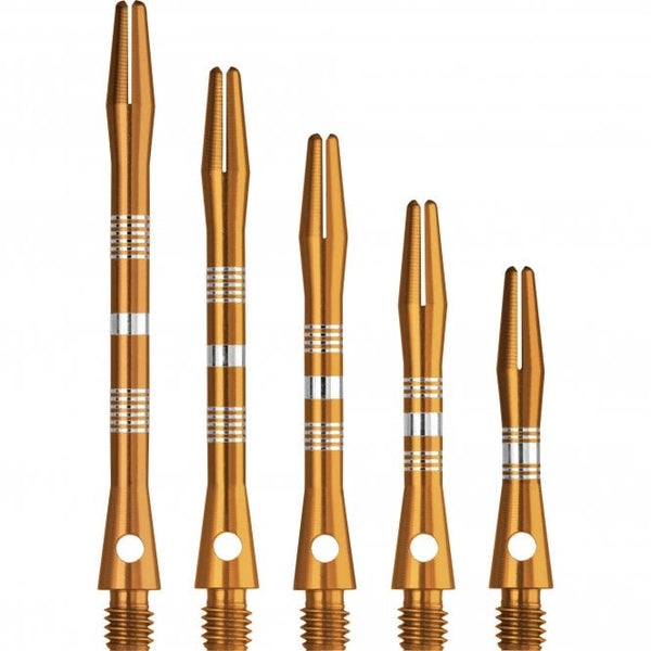Designa Multiline Aluminium Alloy Regrooved Dart Stems Gold Extra Short Short Tweenie Medium Long