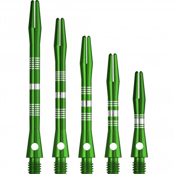 Designa Multiline Aluminium Alloy Regrooved Dart Stems Green Extra Short Short Tweenie Medium Long