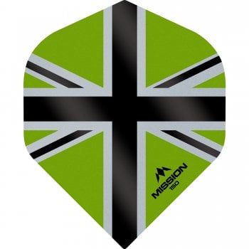 Mission Alliance-X Union Jack 150 Micron Standard Dart Flights Black Green