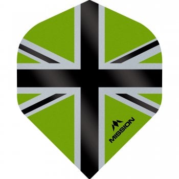 Mission Alliance-X Union Jack 100 Micron Standard Dart Flights Black Green