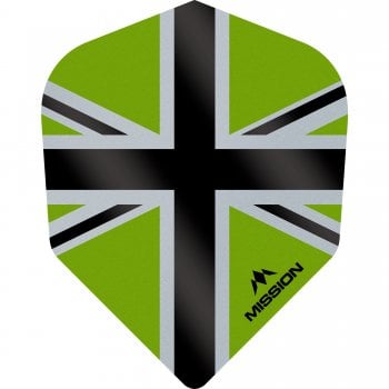 Mission Alliance-X Union Jack 100 Micron Standard Dart Flights Black Green