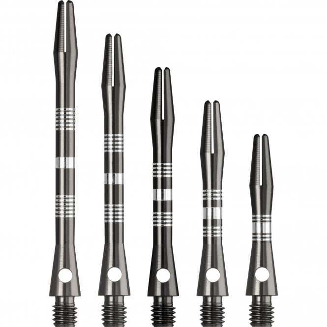 Designa Multiline Aluminium Alloy Regrooved Dart Stems Gunmetal Extra Short Short Tweenie Medium Long