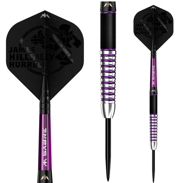 Mission James Hurrell Hillbilly 90% Tungsten Steel Tip Darts - Black & Purple - 24 Gram