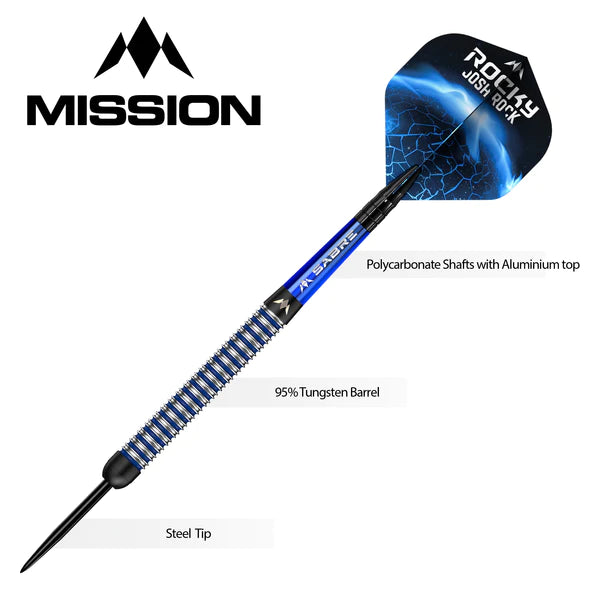 Mission Josh Rock 95% Tungsten Steel Tip Darts - The Rock- 28 Gram