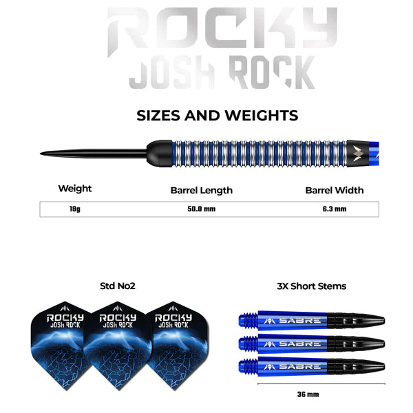 Mission Josh Rock 95% Tungsten Steel Tip Darts - The Rock- 22 Gram