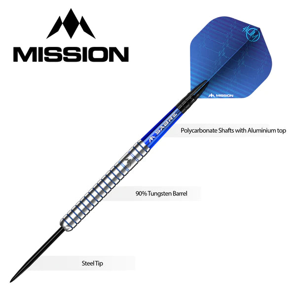 Mission Joe Murnan 90% Tungsten Steel Tip Darts - Electro Blue - 24 Gram