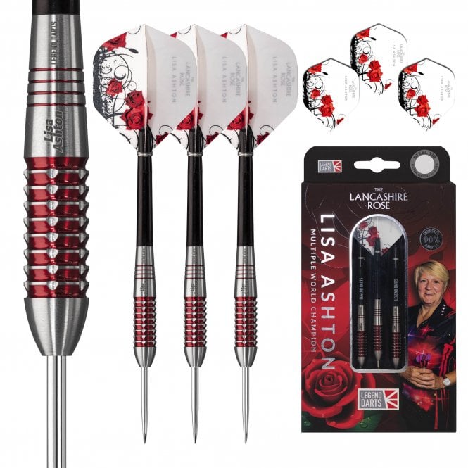 Legend Lisa Ashton Lancashire Rose 90% Tungsten Steel Tip Darts - 28 Gram